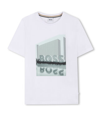 Boss T-Shirt Wit logo groen