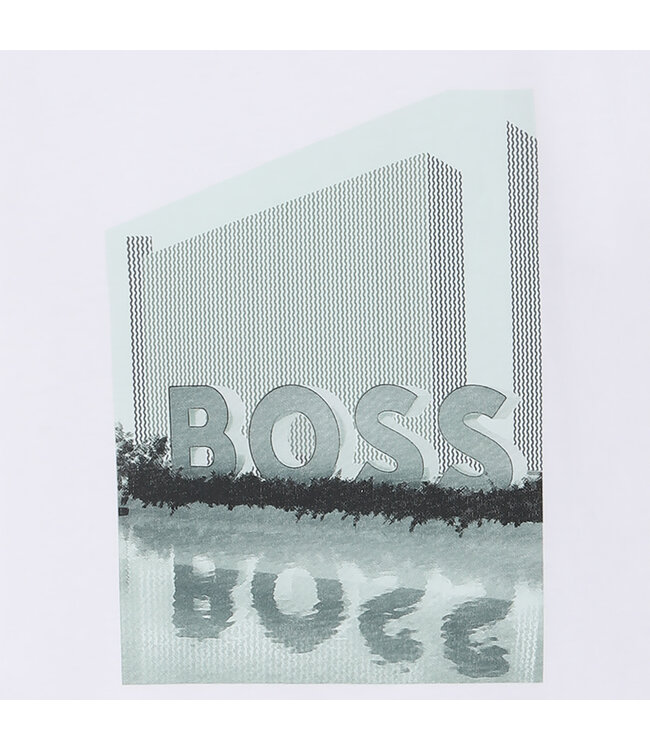 Boss T-Shirt Wit logo groen