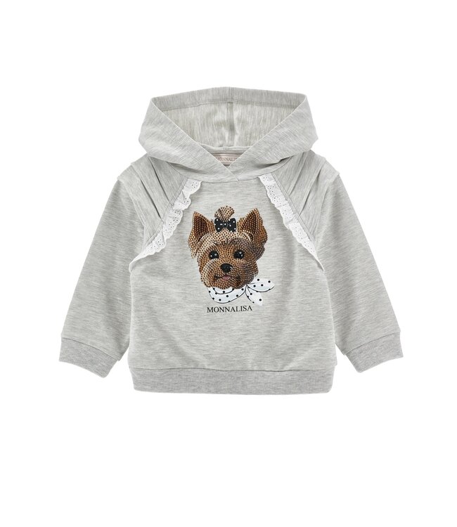 Monnalisa Joggingpak Grijs met hond steentjes