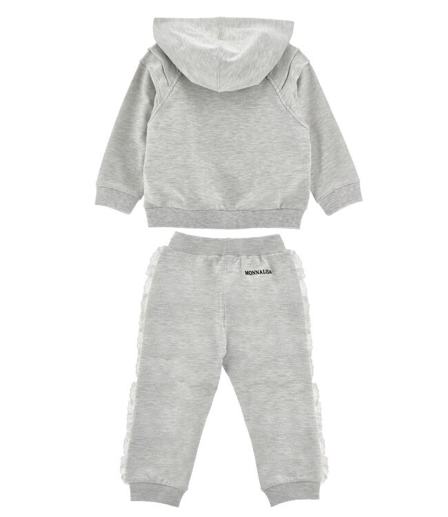 Monnalisa Joggingpak Grijs met hond steentjes