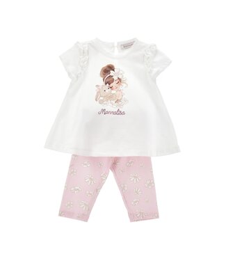 Monnalisa Baby 2 Delige set T-Shirt met Legging roze met bloemen