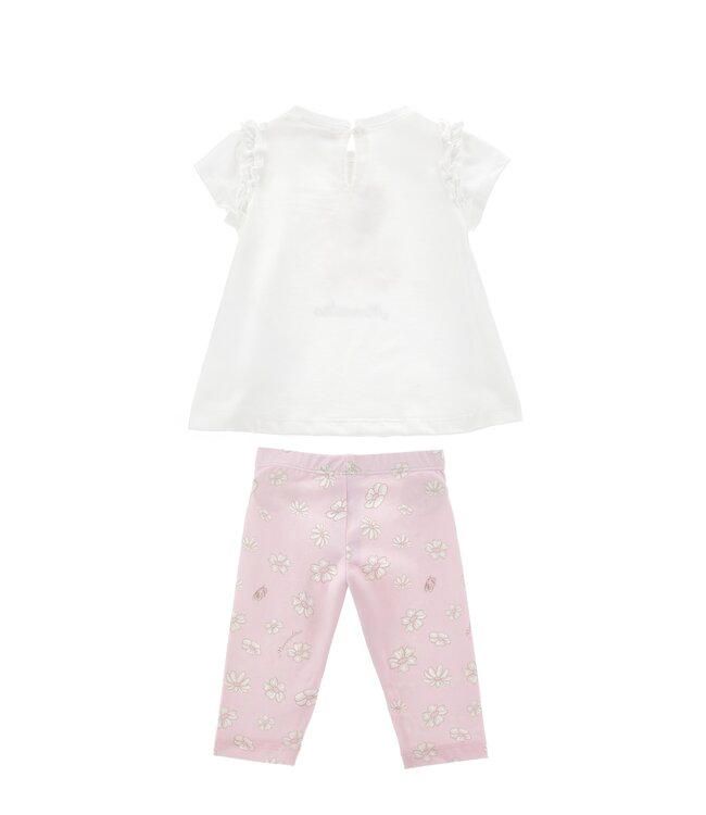 Monnalisa Baby 2 Delige set T-Shirt met Legging roze met bloemen