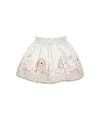Monnalisa Baby Rokje met tule Konijntje beige/roze