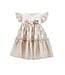 Monnalisa Baby Jurk beige/wit met bloemen ceintuur