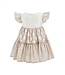 Monnalisa Baby Jurk beige/wit met bloemen ceintuur