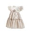 Monnalisa Baby Jurk beige/wit met bloemen ceintuur