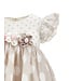 Monnalisa Baby Jurk beige/wit met bloemen ceintuur