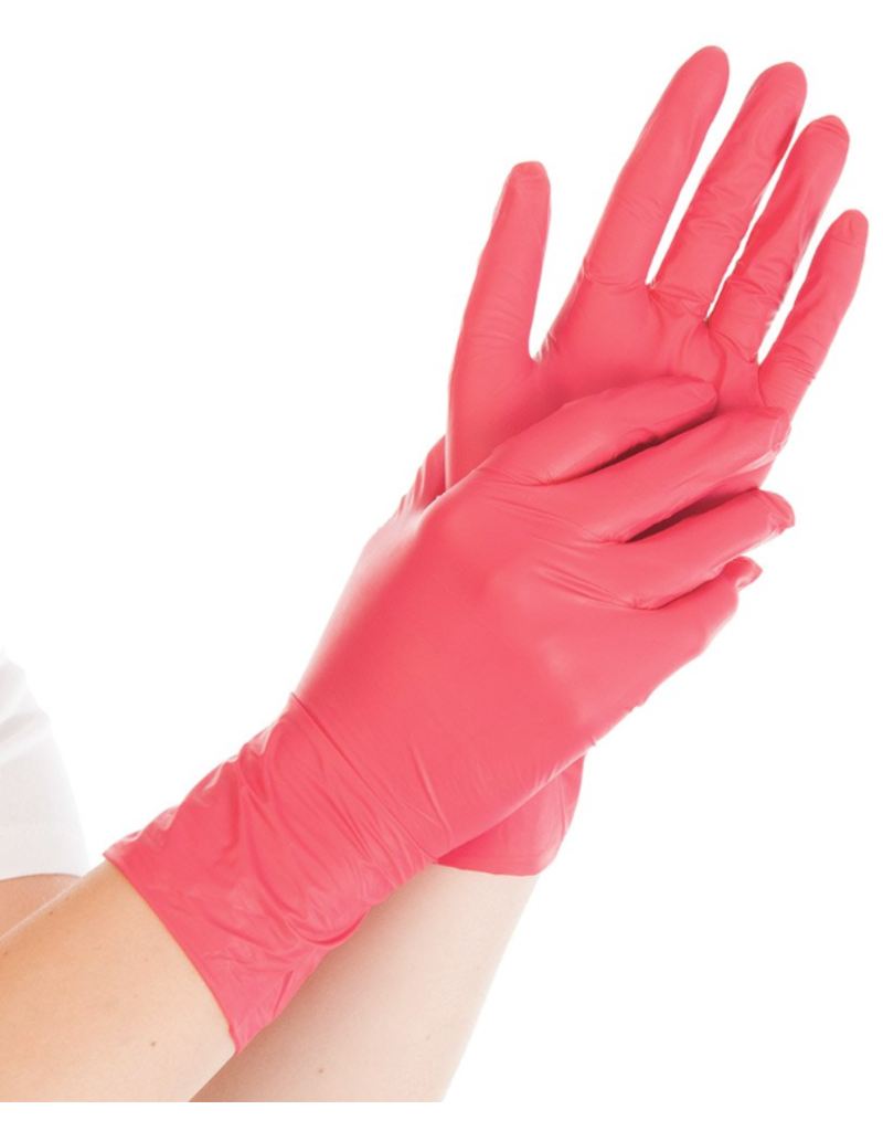red nitrile gloves
