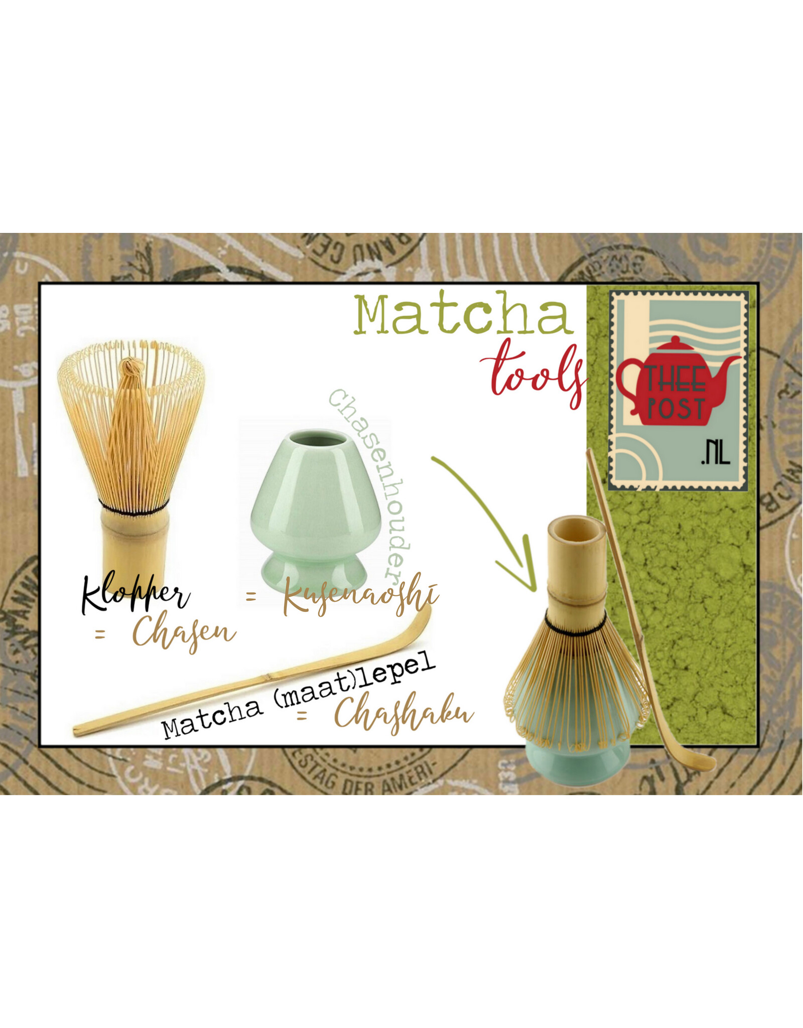 Matcha thee-bereidings-tools