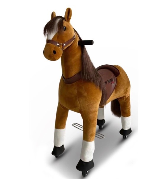 Speelgoed Paard Op Wielen - My Pony Bruin Groot - Djimmi.nl