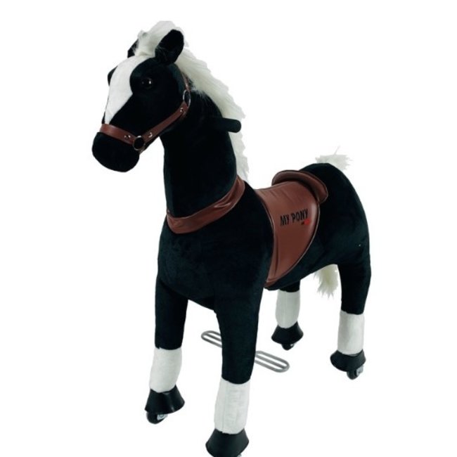 My Pony Speelgoed Paard Op Wielen Zwart Groot