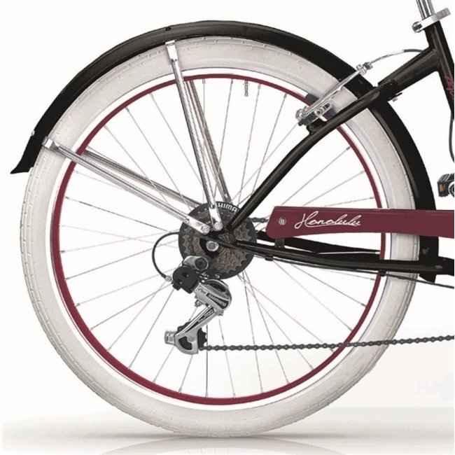 MBM Damesfiets 26 Inch Honolulu Beach Cruiser 6 Versnellingen Zwart