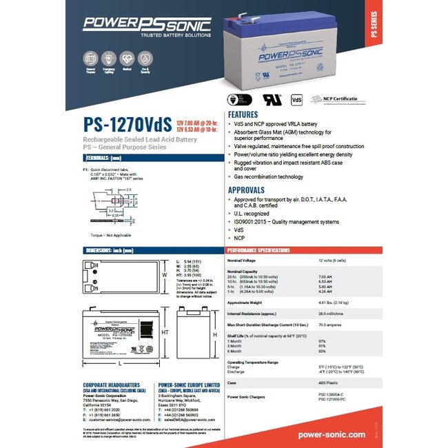 Power Sonic Accu Kinderauto 12 Volt 7Ah