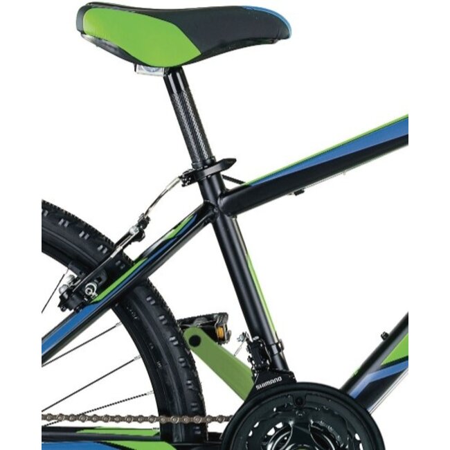 MBM Jongens Mountainbike 24 Inch District 18V Zwart Groen