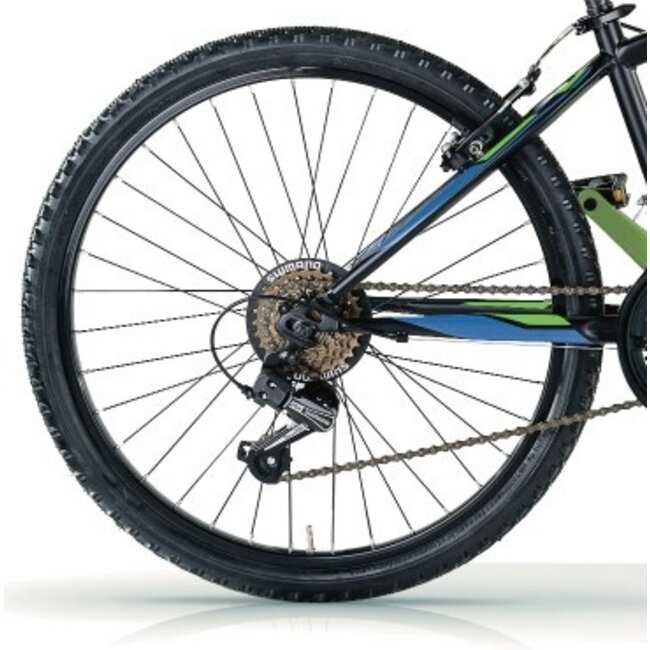 MBM Jongens Mountainbike 24 Inch District 18V Zwart Groen