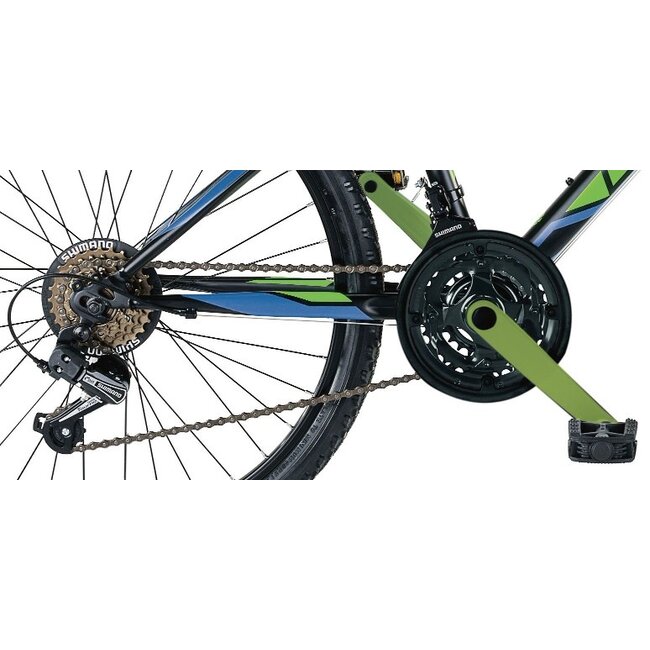 MBM Jongens Mountainbike 24 Inch District 18V Zwart Groen