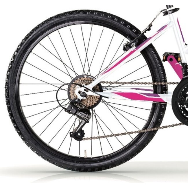 MBM Meisjes Mountainbike 24 Inch District 18V Wit Roze
