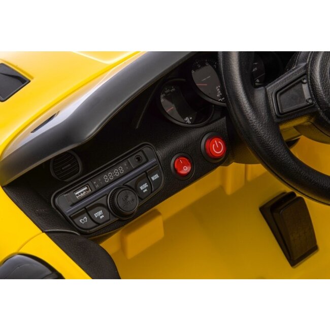 Rollzone Elektrische Kinderauto Porsche 718 Spyder RS Geel