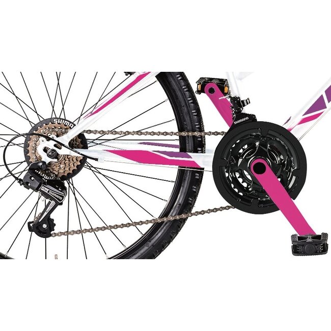 Meisjes Mountainbike 24 Inch MBM District Wit Roze - 2e Kans