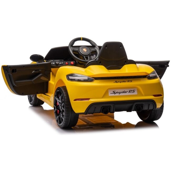 Rollzone Elektrische Kinderauto Porsche 718 Spyder RS Geel - Showroom Model
