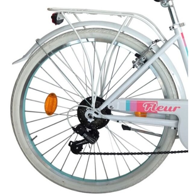 MBM Meisjesfiets 24 Inch Fleur 6 Versnellingen Wit