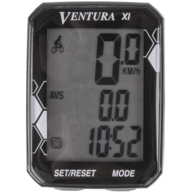 Ventura fietscomputer XL  Bekabeld 11 Functies