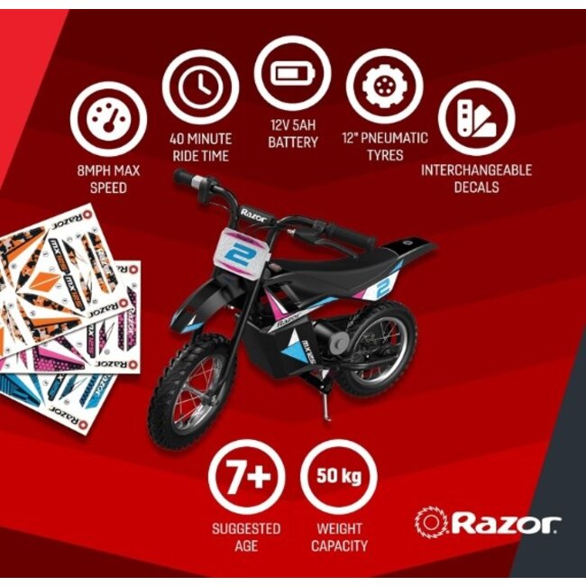 Elektrische Kindermotor Razor MX 125 Zwart - Lithium