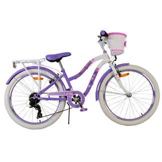 Volare Kinderfietsen Meisjesfiets 24 Inch Volare Lovely 7V Paars 24125