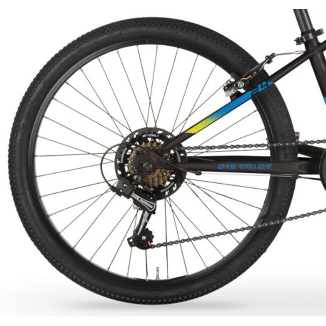 MBM Jongens Mountainbike 24 Inch 7 Versnellingen District Zwart Blauw