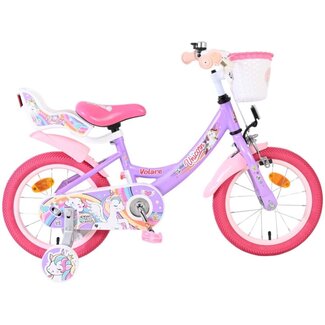 Volare Kinderfietsen Meisjesfiets 14 Inch Volare Unicorn Paars 61479