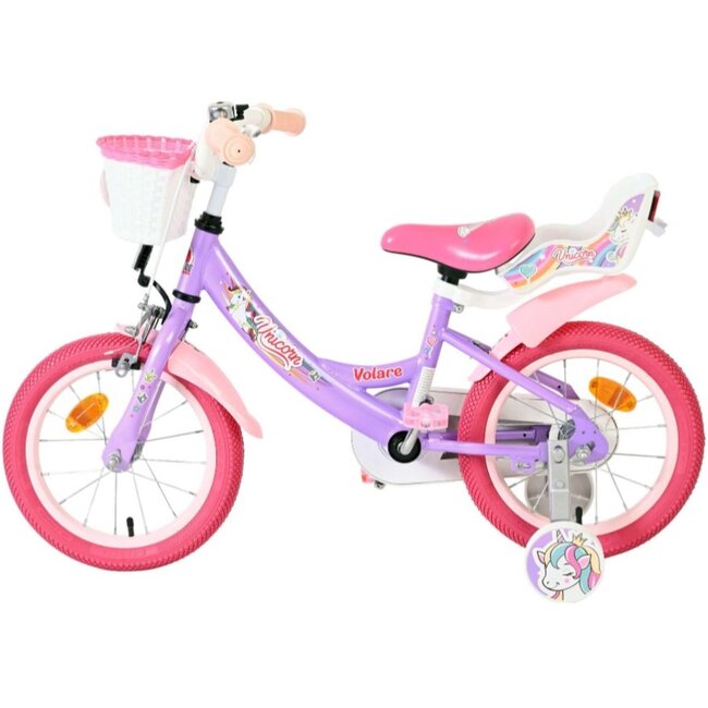Meisjesfiets 14 Inch Volare Unicorn Paars 61479