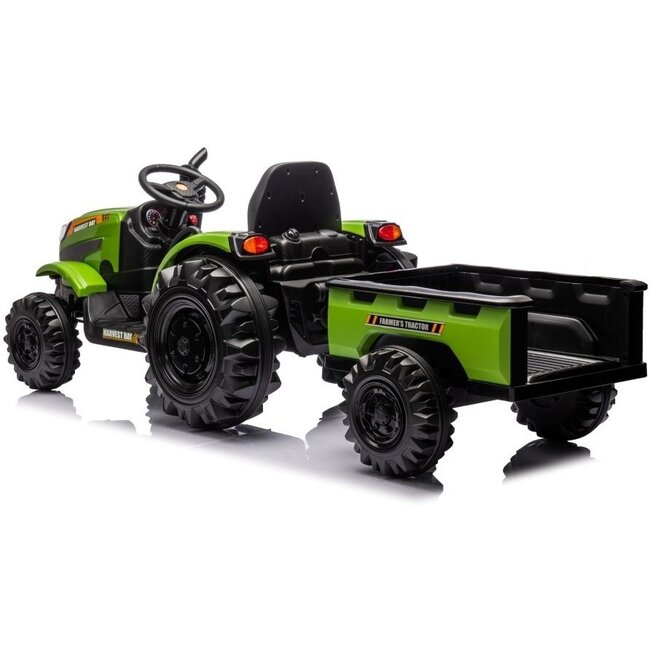 Elektrische KInder Tractor Met Aanhangwagen Groen