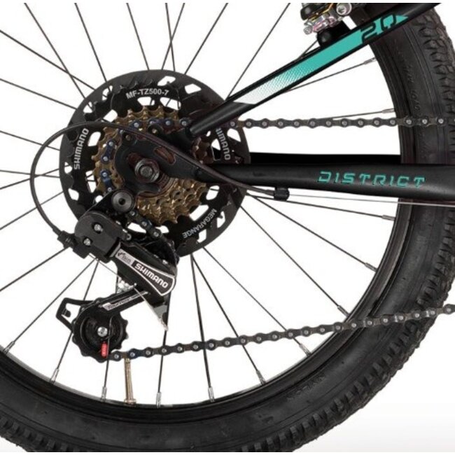 Meisjes Mountainbike 20 Inch MBM District 7V Zwart Turquoise