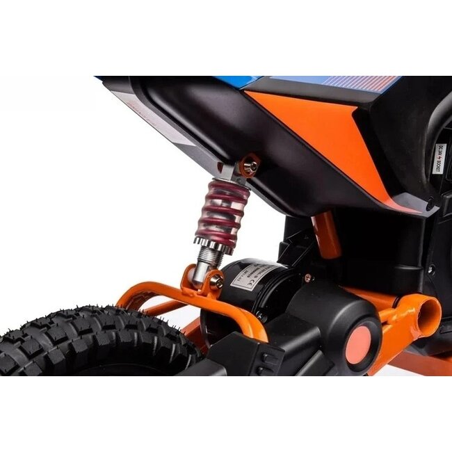 Elektrische Kindermotor Crossmotor 24 Volt Blauw Oranje