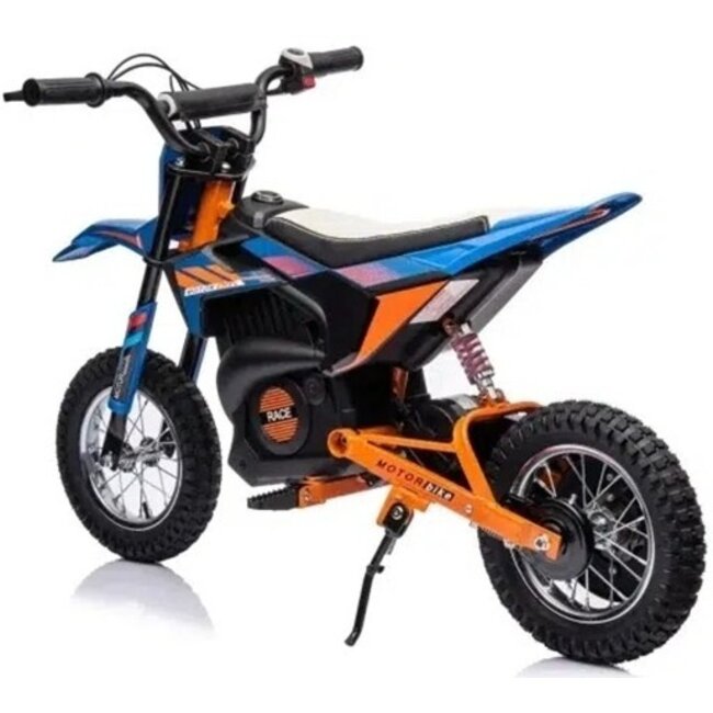 Elektrische Kindermotor Crossmotor 24 Volt Blauw Oranje