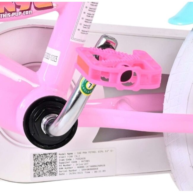 Meisjesfiets 12 Inch Paw Patrol Roze 20528