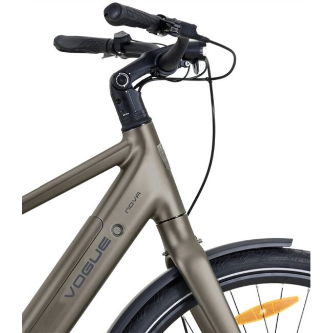 Elektrische Heren Fiets 28 Inch Vogue Nova Mat Grijs Bruin