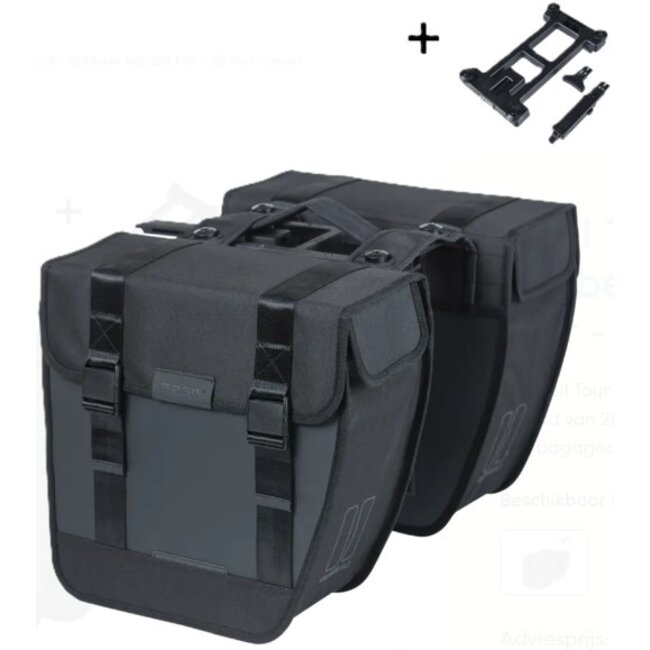 Fietstas Basil Dubbel Tour MIK Waterproof 28 L Zwart