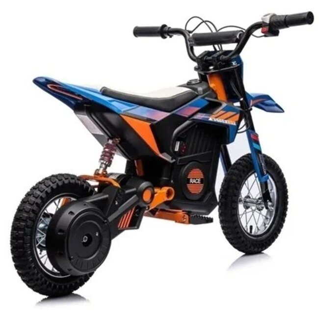 Elektrische Kindermotor Crossmotor 24 Volt Blauw Oranje - Showroom Model