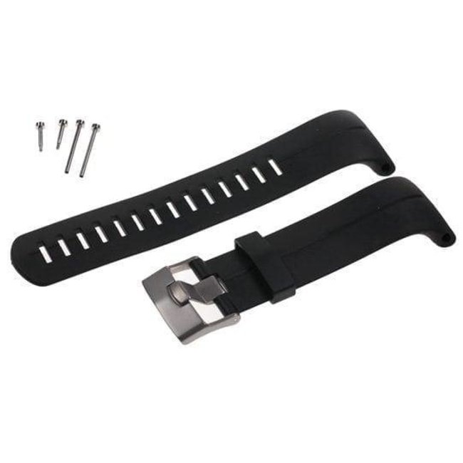 Suunto Armband-Set aus schwarzem Silikonarmband und silberfarbener Schließe für Suunto DX und D9tx