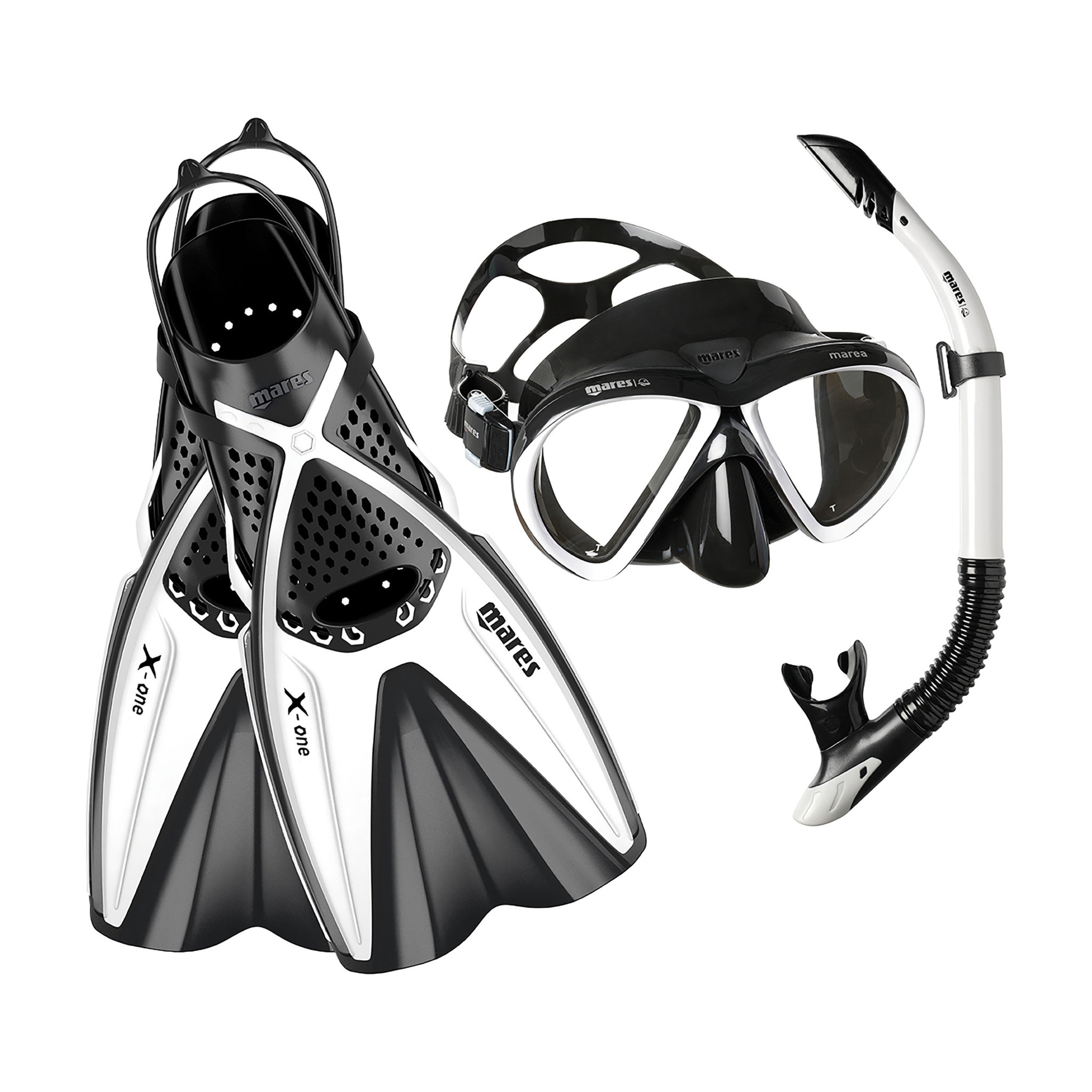 Kit De Plongée Mares I3 + X-One - Masque Grand Champ De Vision, Palmes Pieds Nus, Tuba Sailor