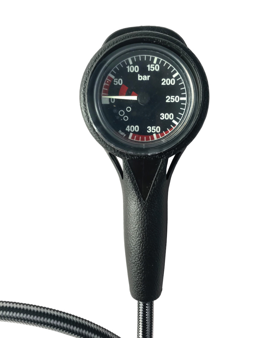 Atlantis Pressure Gauge 400 bar with Miflex Hose Black Dial Lucas Divestore