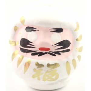 Witte daruma 8 cm voor je wensen op gebied van relatie en huwelijk