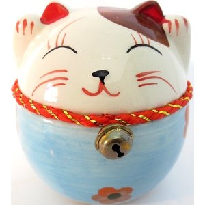 Ronde lucky cat spaarpot met bel