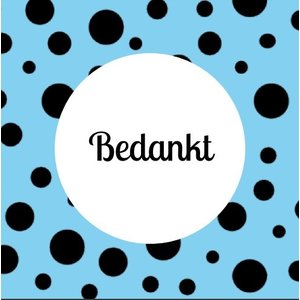 Label blauw met stippels met tekst bedankt 5 x 8 cm | eenbeetjegeluk.nl