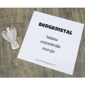 Bergkristal hangertje Engel 3,5 cm in een organza kadozakje | eenbeetjegeluk.nl