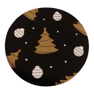 Rotim Setjes van 5 zwarte stickers met kerstboom. Doorsnede 35mm