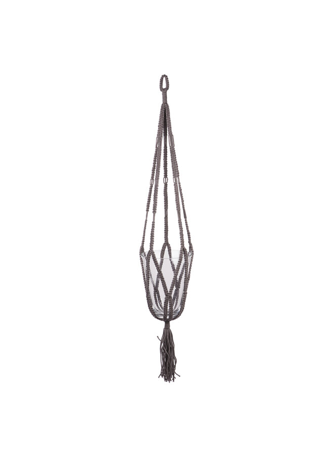 Macrame pothouder hangend taupe