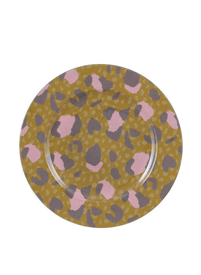 Decoration plate leopard green