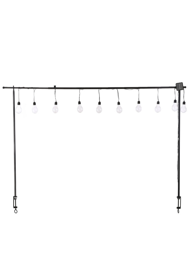 Tafel hanger zwart met 10 warm wit led lampen solar